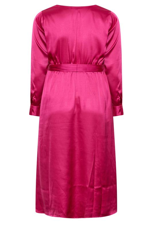 LIMITED COLLECTION Curve Pink Satin Wrap Dress 7