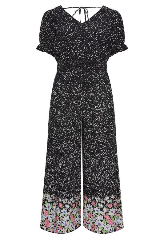 YOURS Plus Size Black Floral Border Print Jumpsuit | Yours Clothing 6