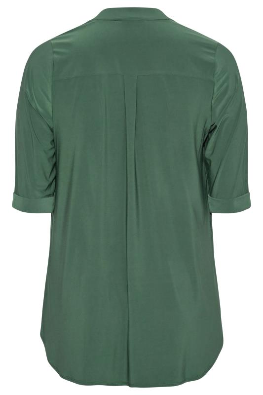 Plus Size Green Half Placket Blouse | Yours Clothing 7