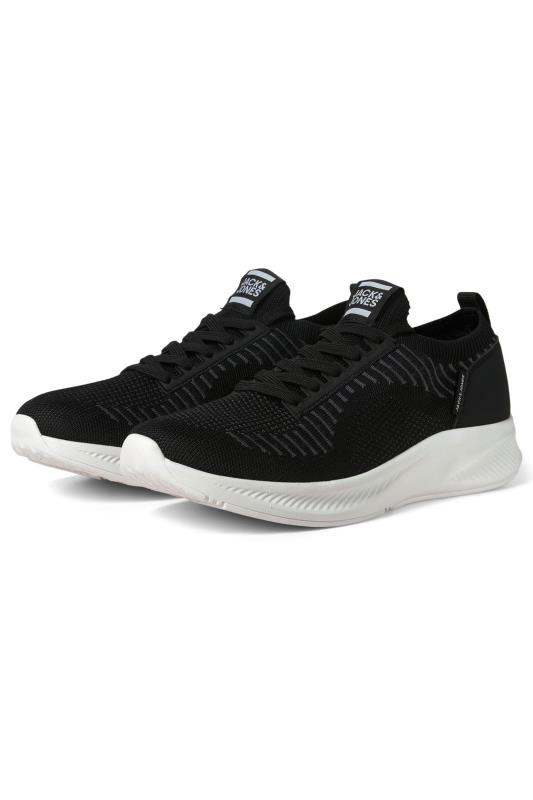 Plus Size  JACK & JONES Black Knitted Lace Up Trainers