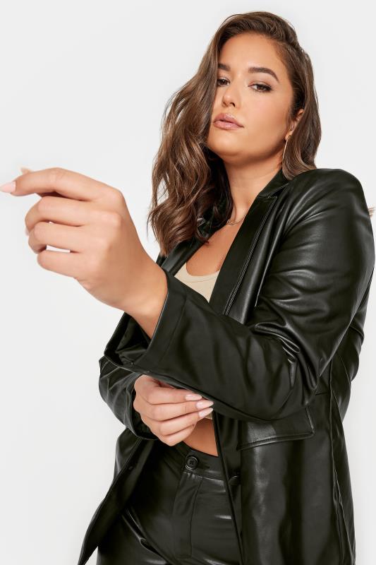 YOURS Plus Size Black Faux Leather Blazer | Yours Clothing 5