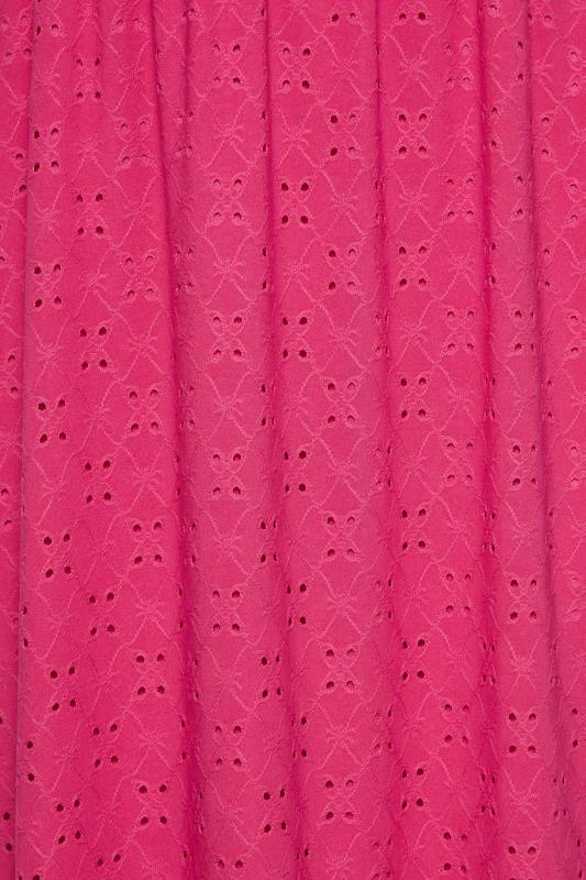 YOURS Curve Plus Size Hot Pink Broderie Anglaise Maxi Dress | Yours Clothing  5