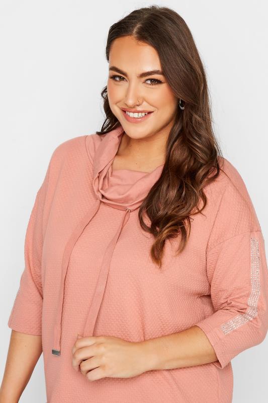 Plus Size Pink Stud Sleeve Sweatshirt | Yours Clothing 4