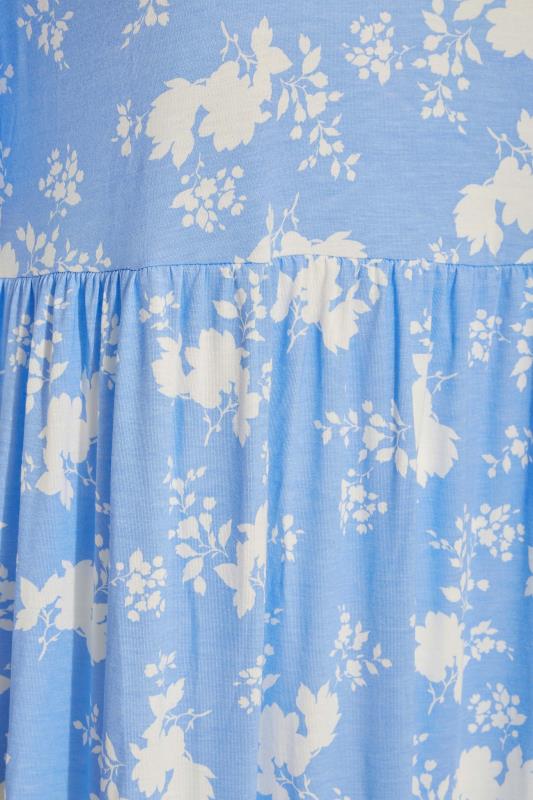 Plus Size Blue Floral V-Neck Maxi Dress | Yours Clothing 5