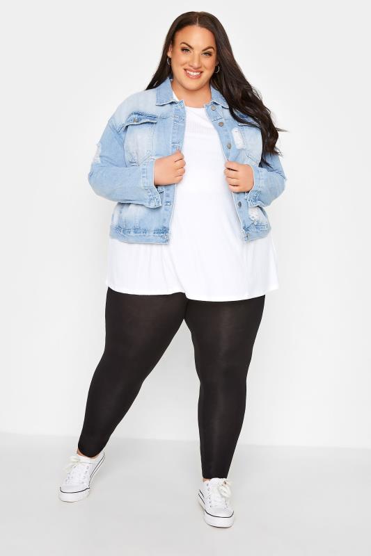 Plus Size 2 PACK Black Soft Touch Stretch Leggings | Yours Clothing 3
