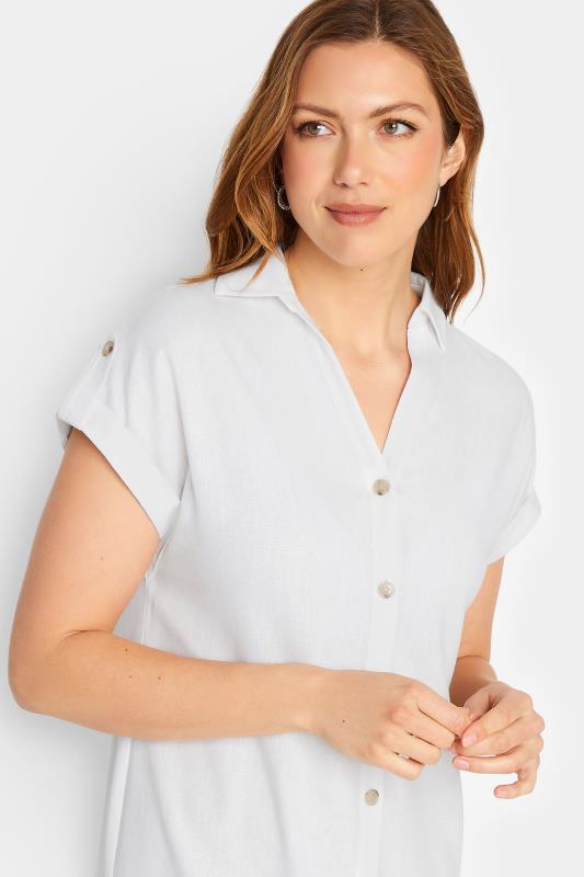 LTS Tall Womens White Linen Button Through Shirt Dress | Long Tall Sally  4