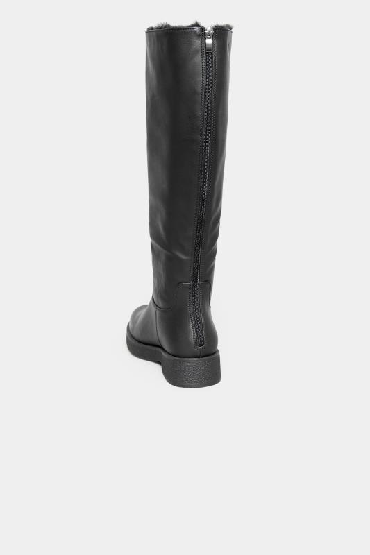 LIMITED COLLECTION Black Fur Lined Calf Boots In Wide E Fit 3