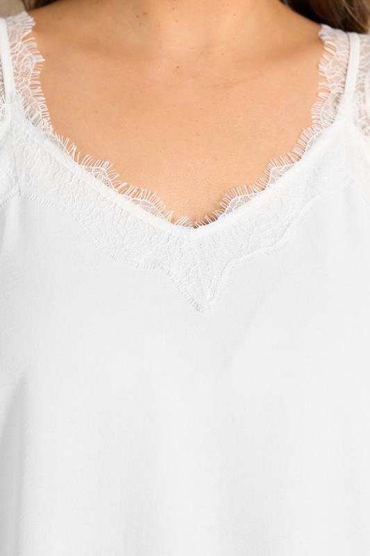 EVANS Plus Size Ivory White Lace Trim Cami Vest Top | Evans 4