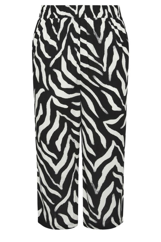 YOURS Plus Size Black Zebra Print Wide Leg Cropped Trousers | Yours Clothing 6