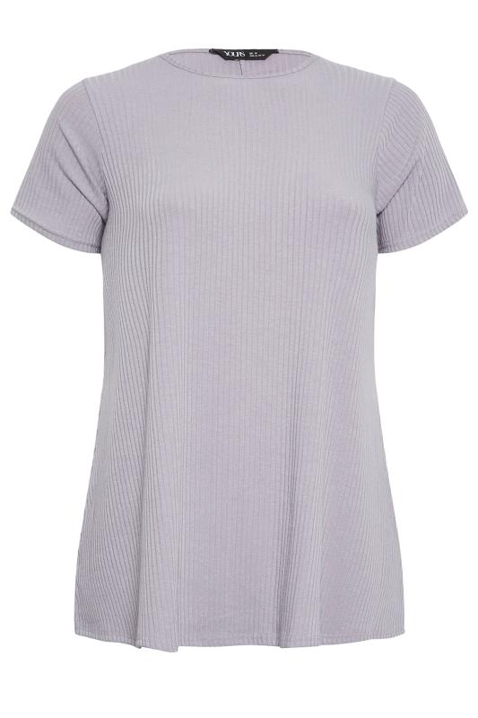 YOURS Curve Plus Size Grey Ribbed Swing T-Shirt | Yours Clothing  6