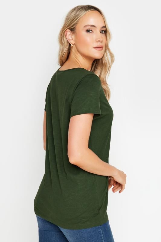 LTS Tall Khaki Green V-Neck T-Shirt | Long Tall Sally 3