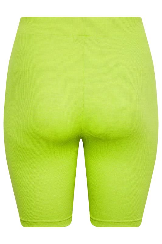 YOURS Plus Size Lime Green Ribbed Cycling Shorts | Yours Clothing 5