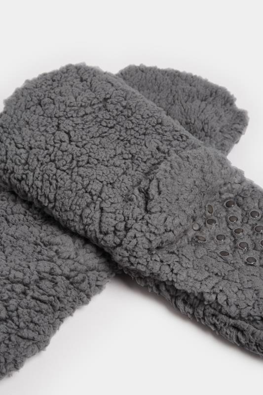 Charcoal Grey Fluffy Slipper Socks | Yours Clothing  5