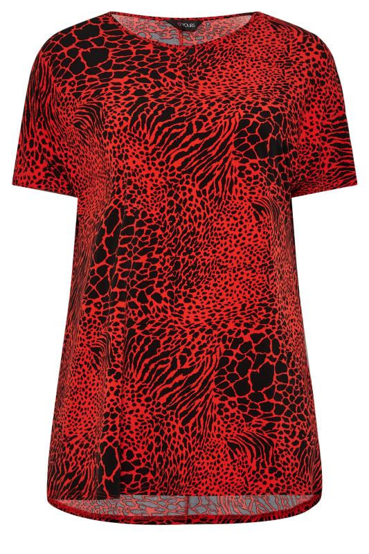YOURS Plus Size Red Animal Print Top | Yours Clothing 6