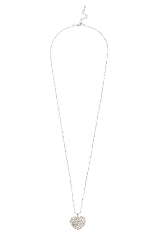 Silver Tone Diamante Heart Long Necklace | Yours Clothing 4