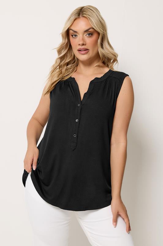 YOURS Curve Black Notch Neck Swing Blouse
