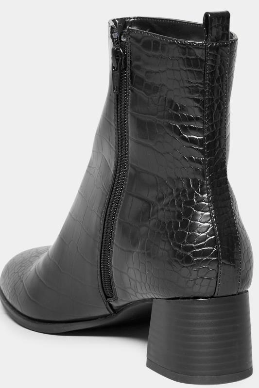 LTS Black Croc Block Heel Boots In Standard Fit| Long Tall Sally 4