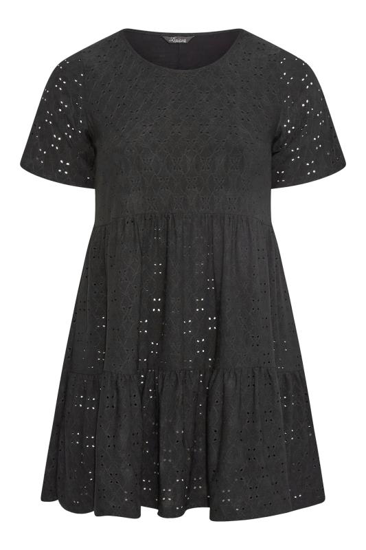 LIMITED COLLECTION Curve Black Broderie Anglaise Tiered Smock Top 6