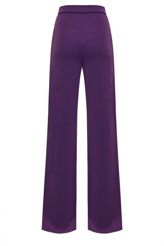 LTS Tall Dark Purple Scuba Wide Leg Trousers 6