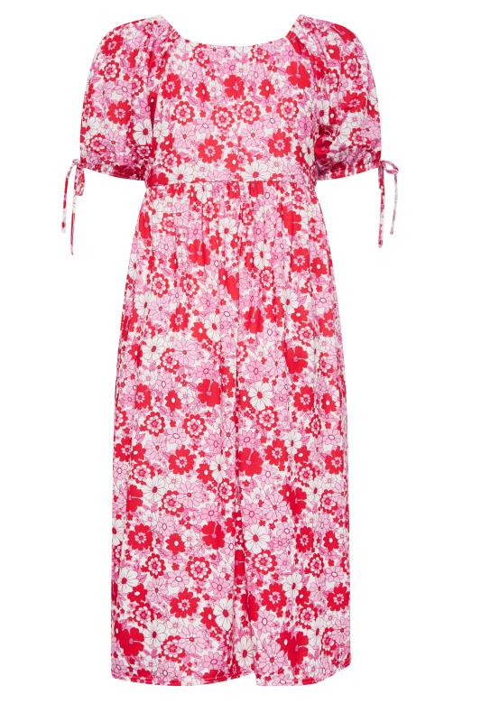 YOURS Plus Size Pink Floral Print Midi Dress | Yours Clothing 6