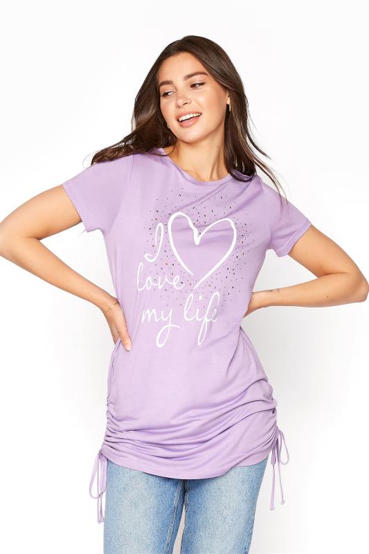 Tall  LTS Lilac 'I Love My Life' Ruched Side Tunic