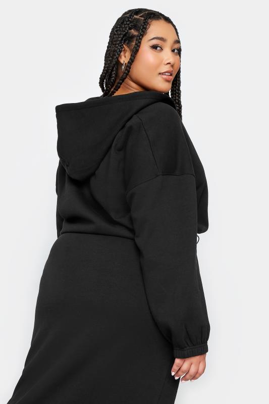 LIMITED COLLECTION Plus Size Black Cropped Zip Through Hoodie | Yours Clothing 3
