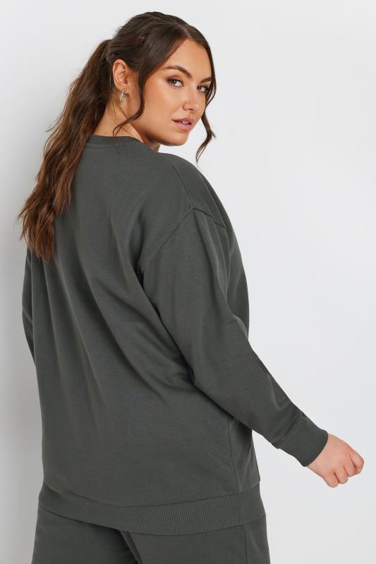 YOURS Plus Size Charcoal Grey Crew Neck Sweatshirt | Yours Clothing 3