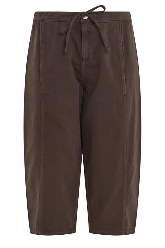  YOURS Curve Brown Barrel Leg Cropped Jeans