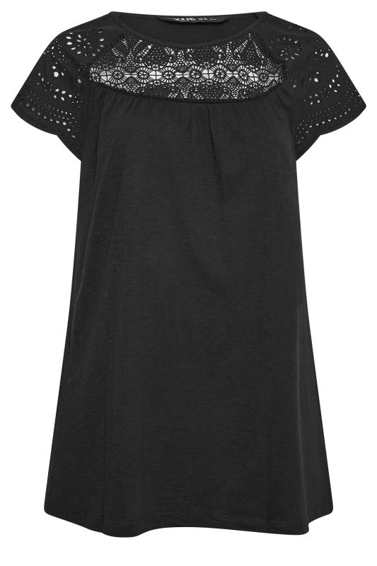 YOURS Plus Size Black Crochet Lace Top | Yours Clothing 6