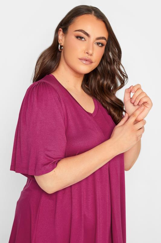 Plus Size Pink Pleat Angel Sleeve Swing Top | Yours Clothing 4