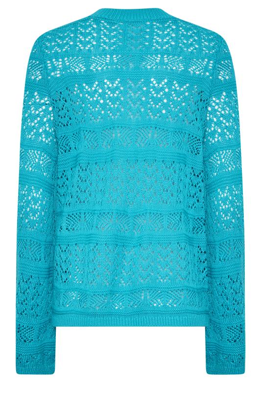 LTS Tall Blue Crochet Flare Sleeve Jumper | Long Tall Sally  7