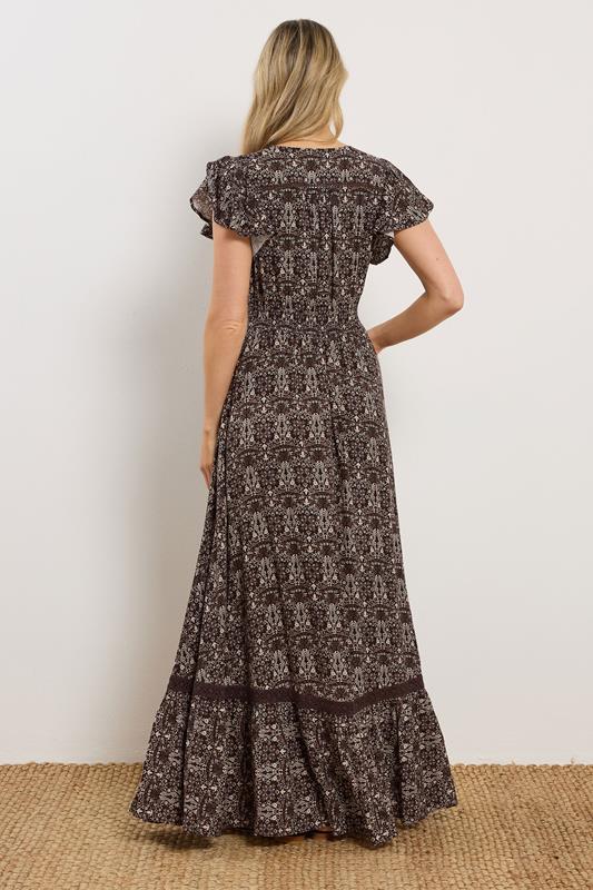 LTS Tall Women's Chocolate Brown Floral Button Maxi Dress | Long Tall Sally 2