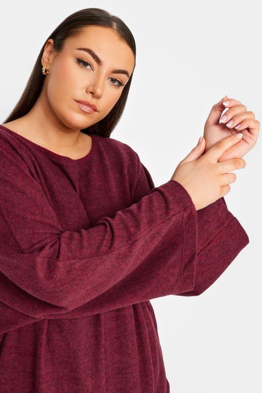 YOURS Plus Size Deep Red Front Seam Soft Touch Jumper | Yours Clothing 5