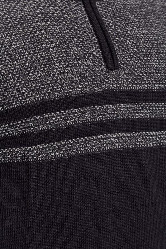 BadRhino Big & Tall Navy Blue Stripe Quarter Zip Knitted Jumper 2