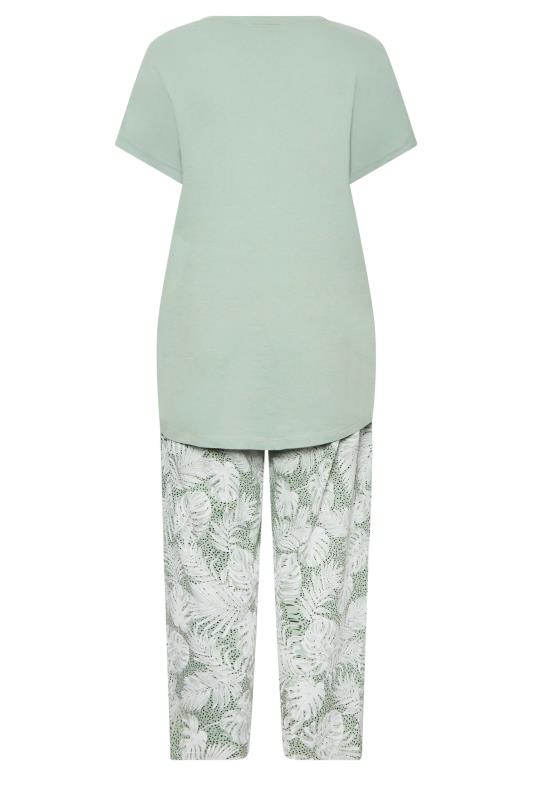 YOURS Curve Plus Size Green Leaf Print Pyjama Set | Yours Clothing  6