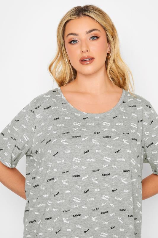 YOURS Plus Size Grey Summer Slogan Print Top | Yours Clothing 4