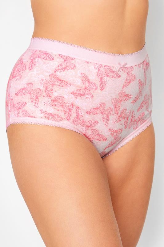 Plus Size 5 PACK Light Pink Butterfly Print Full Briefs | Yours Clothing  2
