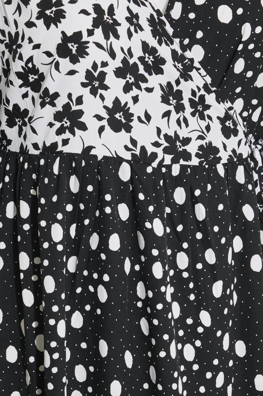 LIMITED COLLECTION Plus Size Black & White Floral Wrap Dress | Yours Clothing 5