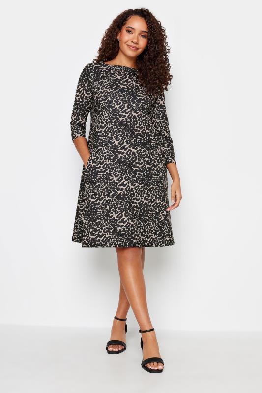 Women's  M&Co Natural Brown Leopard Print Ponte Swing Dress
