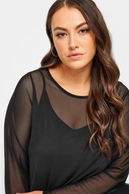 LIMITED COLLECTION Plus Size Black Mesh Swing Top | Yours Clothing 4