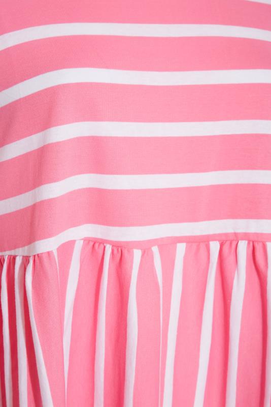 Plus Size Pink Stripe Peplum Drop Shoulder Top | Yours Clothing  4