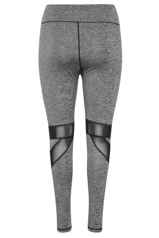 ACTIVE Grey Marl Mesh Insert High Waisted Gym Leggings | Yours Clothing 7