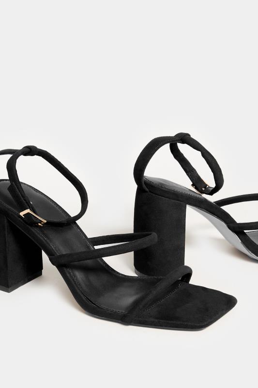 LTS Black Multi Strap Block Heel Sandals In Standard D Fit 5