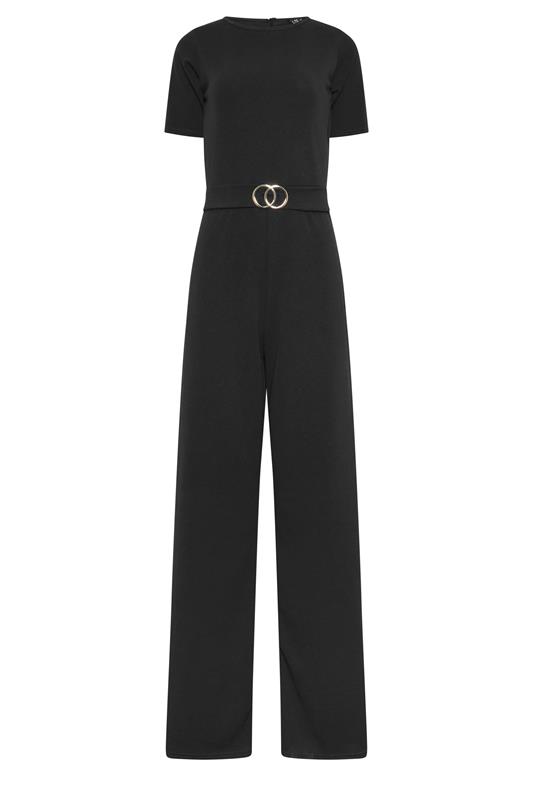 LTS Tall Women's Black Belted Scuba Wide Leg Jumpsuit | Long Tall Sally 5