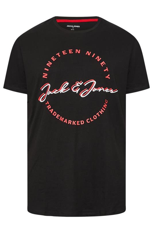 JACK & JONES Big & Tall 3 Pack Black & White Printed Logo T-Shirts | BadRhino 5