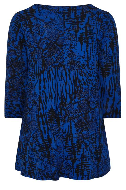 Plus Size Cobalt Blue Mixed Animal Print Swing Top | Yours Clothing 7