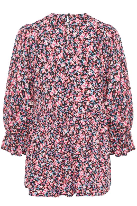 LIMITED COLLECTION Pink & Blue Floral Smock Blouse | Yours Clothing 6