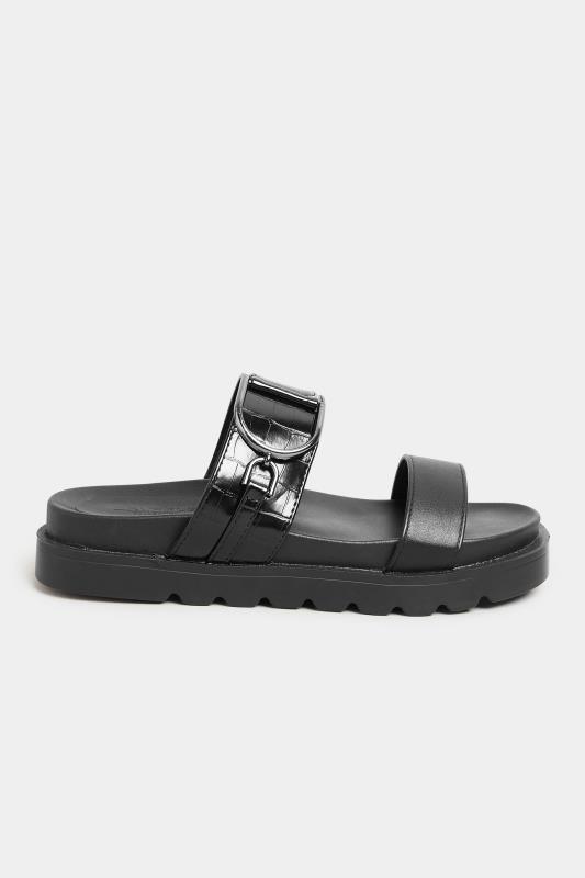 PixieGirl Black Double Strap Sandals In Standard D Fit 3