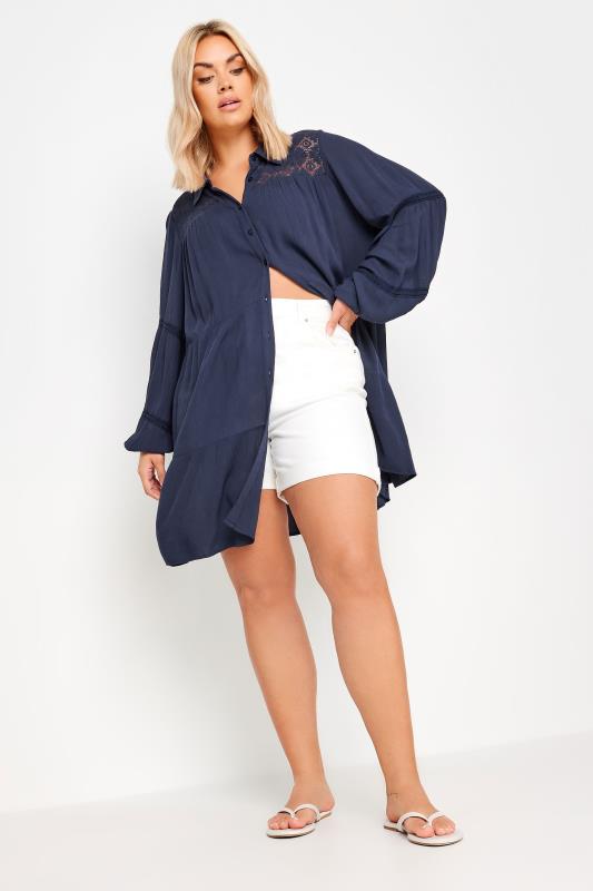 YOURS Plus Size Navy Blue Tiered Shirt | Yours Clothing 2