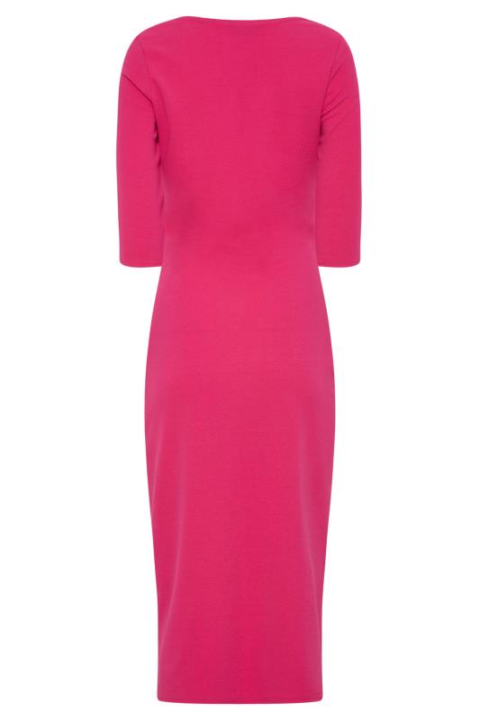 LTS Tall Bright Pink Notch Neck Midi Dress 7